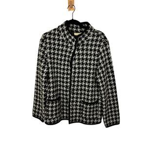 Appleseed’s Womens 8 Black White Houndstooth Longline Coat Classic Outerwear